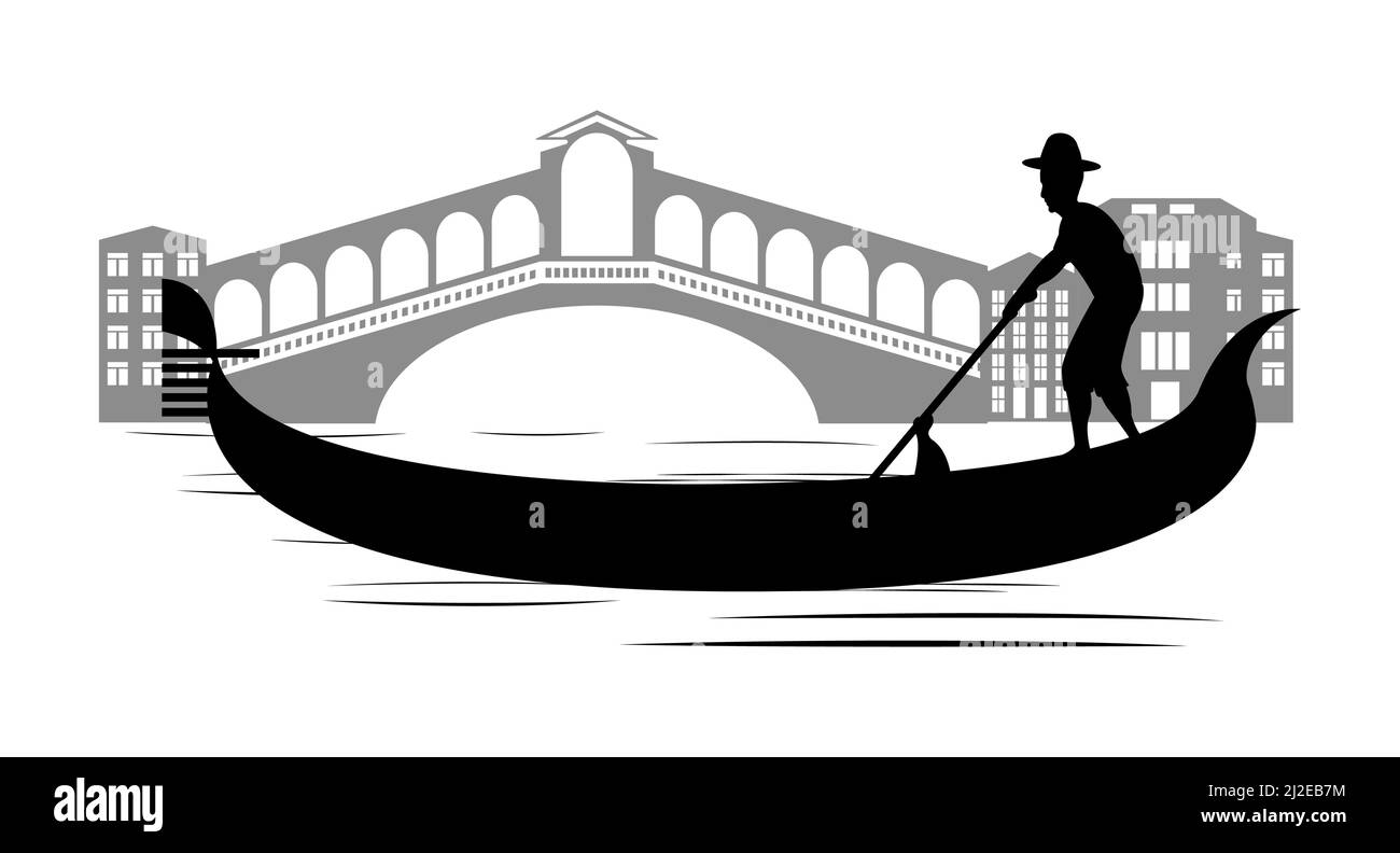 Silhouette design de Venise et bateau .célèbre symbole de l'Italie, illustration vectorielle Illustration de Vecteur