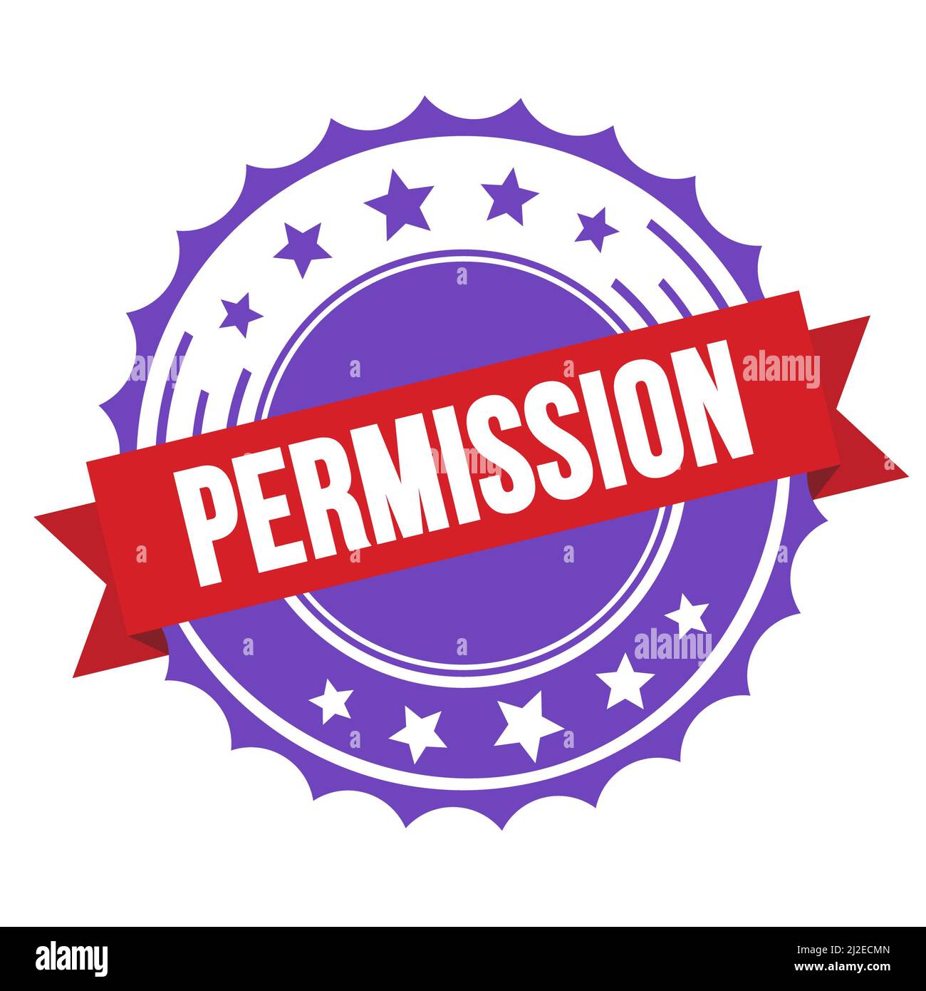 TEXTE D'AUTORISATION sur le tampon rouge violet du badge de ruban. Banque D'Images