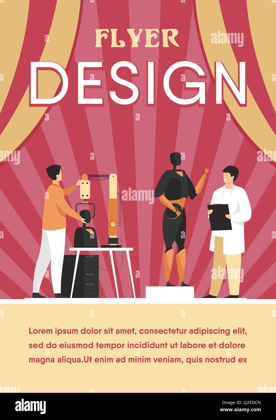 Des scientifiques qui font des robots dans des illustrations vectorielles plates isolées en laboratoire. Caricature de personnes créant du matériel informatique et des machines. Science et technologie deve Illustration de Vecteur