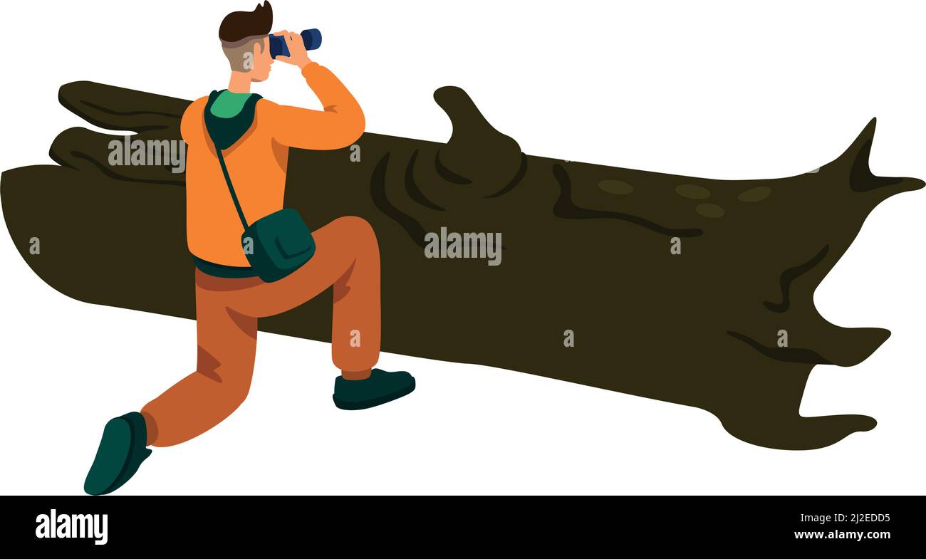 Homme photographié la faune et la flore caractère semi-plat de vecteur de couleur Illustration de Vecteur