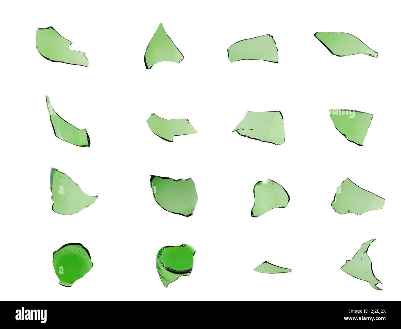 ensemble de feuilles de verre vertes isolées sur fond blanc. Photo de haute qualité Banque D'Images