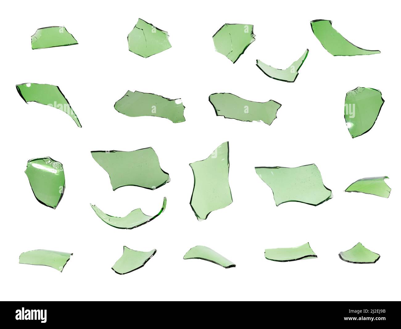 ensemble de feuilles de verre vertes isolées sur fond blanc. Photo de haute qualité Banque D'Images