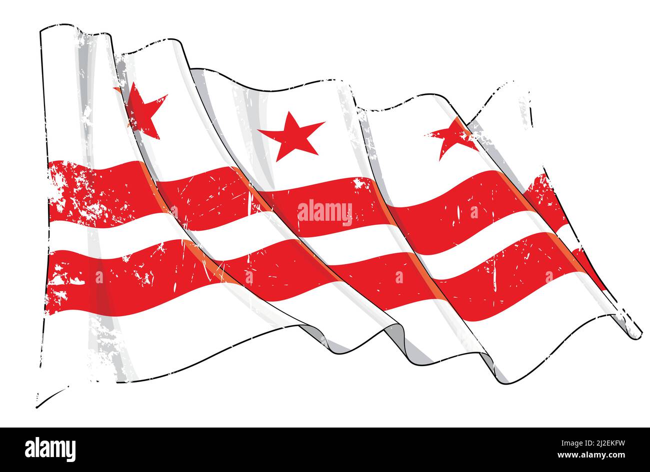 Vector Textured Grunge illustration d'un drapeau de Washington DC. Tous les éléments sont soigneusement définis sur des couches et des groupes bien définis. Illustration de Vecteur