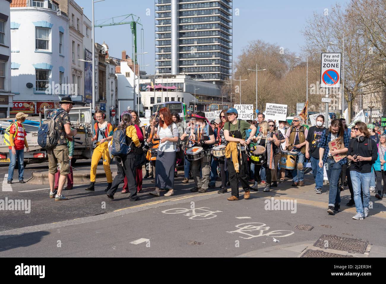 Extinction des manifestants de la rébellion ont fait des marches contre l'agrandissement de l'aéroport de Bristol, au Royaume-Uni Banque D'Images