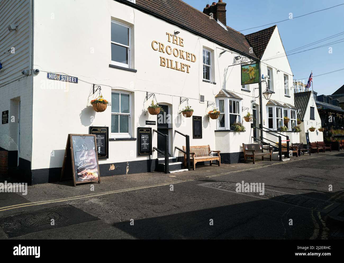 Le pub Crooked Billet sur les rives de Leigh-on-Sea, en Angleterre. Banque D'Images