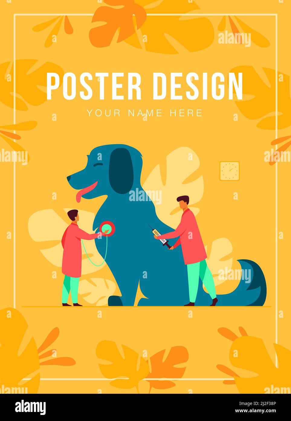 Minuscule médecin chien de soin dans le bureau vétérinaire illustration vectorielle plate. Clinique ou hôpital moderne. Animaux, animaux et service vétérinaire Illustration de Vecteur