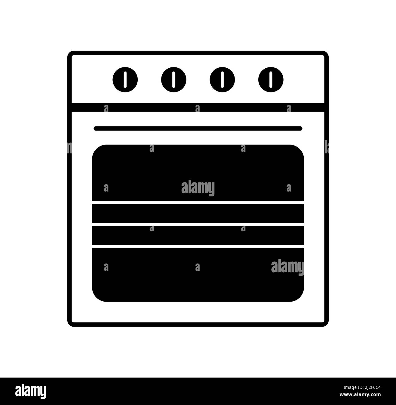 Symbole du four ou de la cuisinière de la cuisine icône vectorielle Illustration de Vecteur