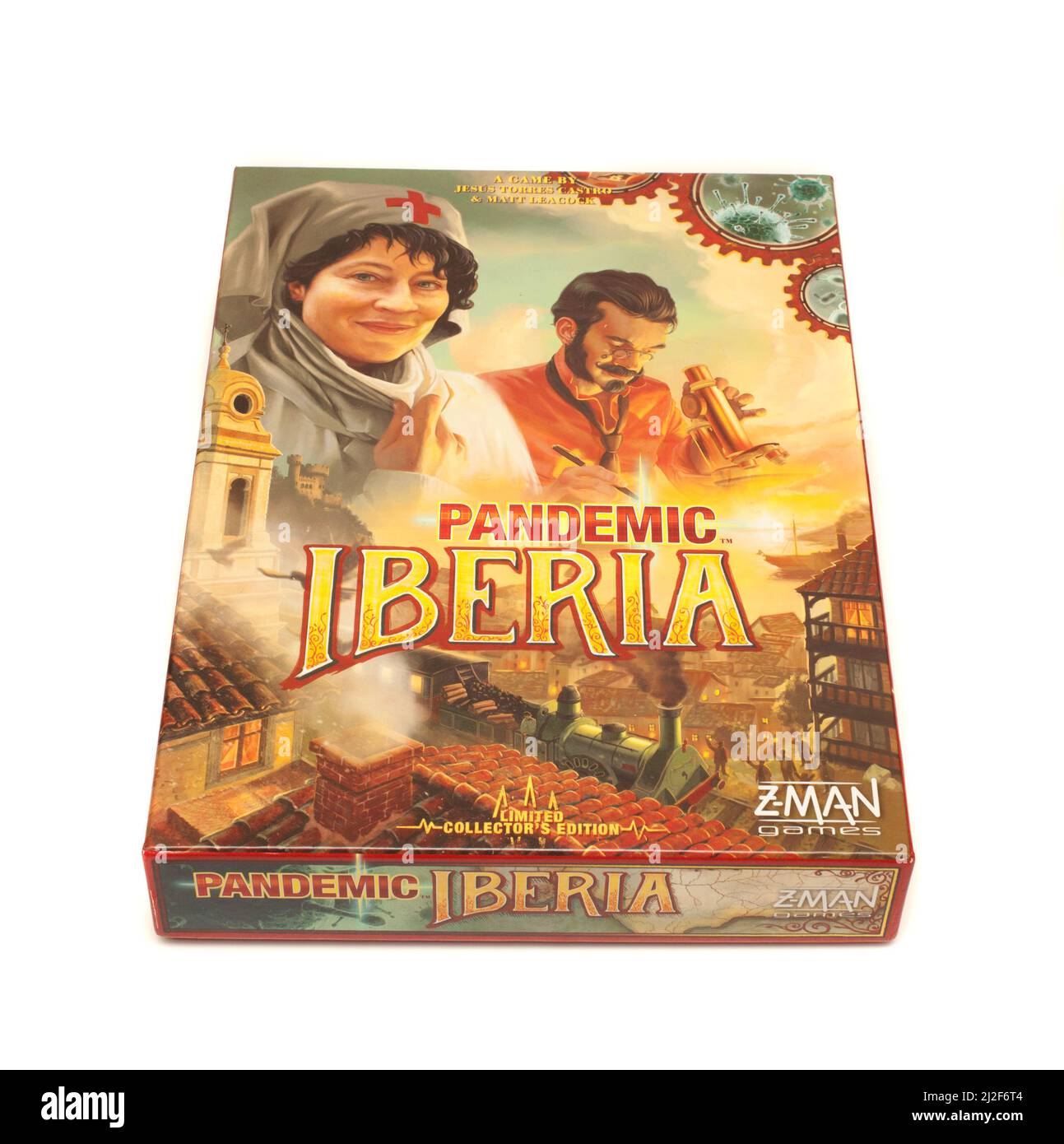 Le jeu de société, Iberia Pandemic par Z-Man jeux Banque D'Images