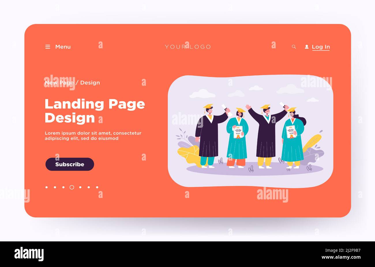 Heureux étudiant diplômé debout et titulaire de diplômes illustration vectorielle plate isolée. Souriants, les garçons et les filles portant des robes universitaires et des diplômes Illustration de Vecteur