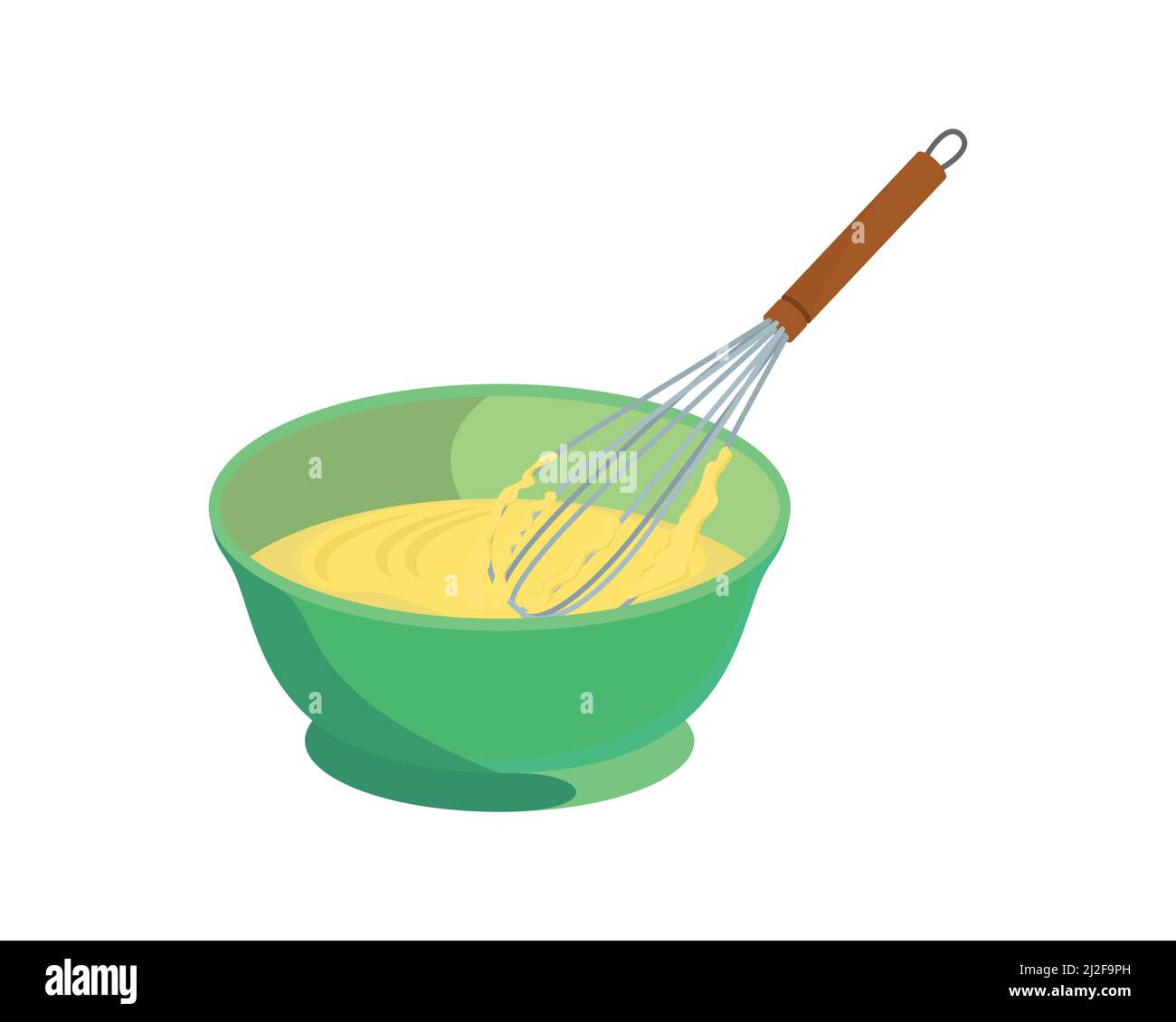 Fouet ou batteur à œuf détaillé dans le vecteur d'illustration de la pâte Illustration de Vecteur