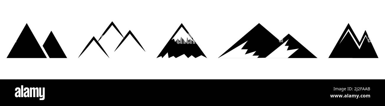 Ensemble d'icônes de montagnes. Symbole pour la conception de site Web, le logo, l'application, l'interface utilisateur. Illustration vectorielle, EPS10 Illustration de Vecteur