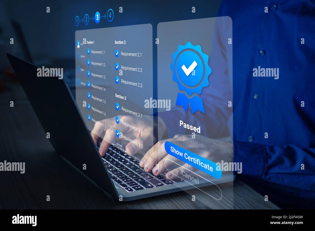 Assurance qualité et gestion du contrôle. Concept de normalisation et de certification. Conformité aux normes ISO internationales. Inspecteur ou auditeur l Banque D'Images