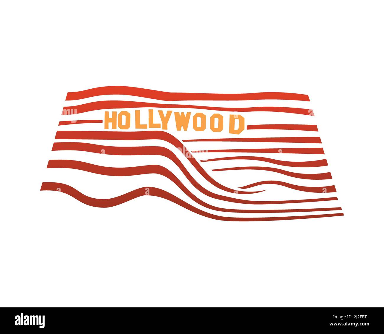 Panneau Hollywood sur l'illustration Hills avec Silhouette style Vector Illustration de Vecteur