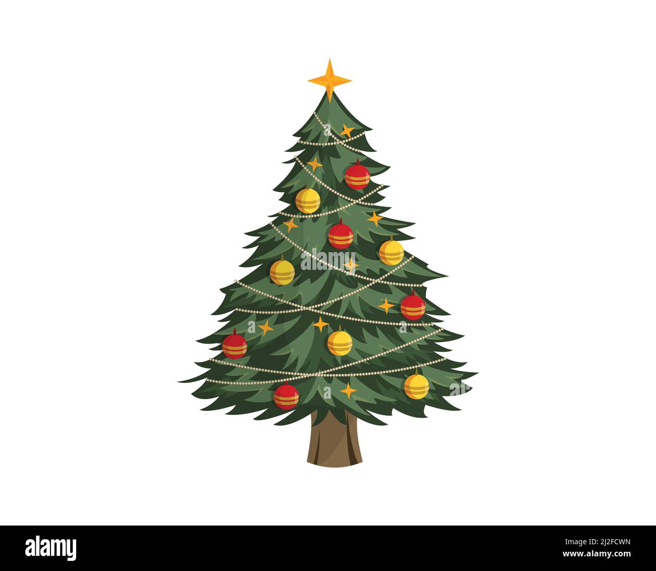 Sapin de Noël détaillé et réaliste avec motif de décoration Illustration de Vecteur