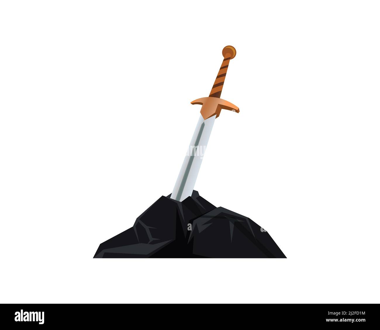 Épée Excalibur détaillée coincée dans le vecteur de pierre Illustration de Vecteur