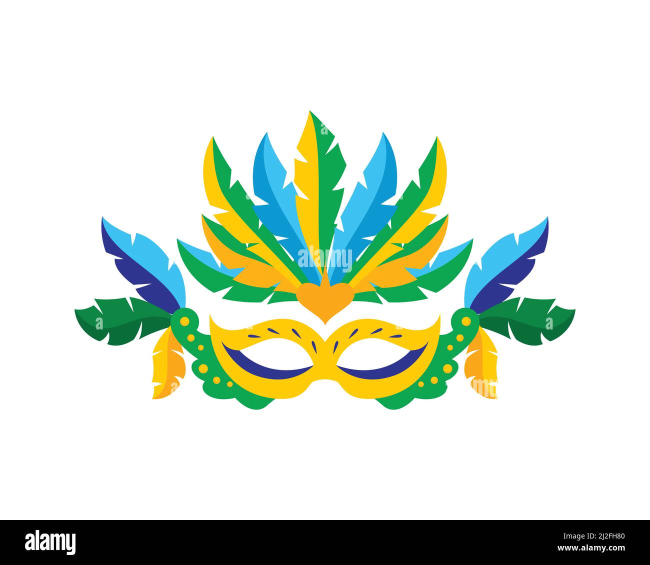 Masque de carnaval du Brésil avec vecteur de plumes coloré Illustration de Vecteur