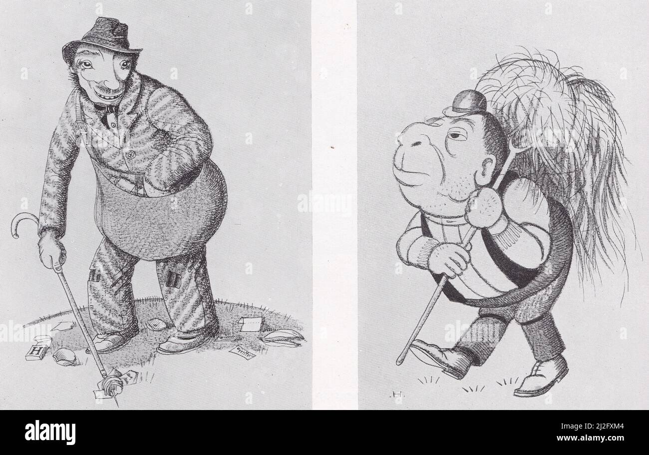 Dessins de C. G. Holmes - personnages humoristiques. Banque D'Images