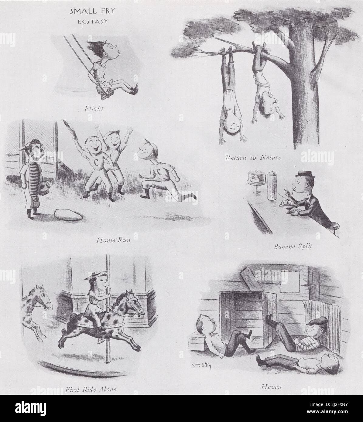 Illustration humoristique du magazine. La série 'Small Fry' - dessins de William Steig. Banque D'Images