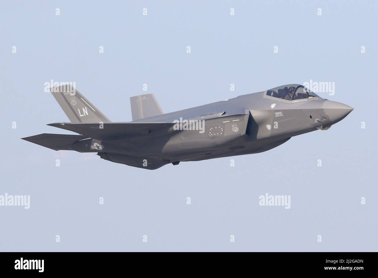 48th Fighter Wing F-35A Lightning II au départ de RAF Lakenheath. Banque D'Images