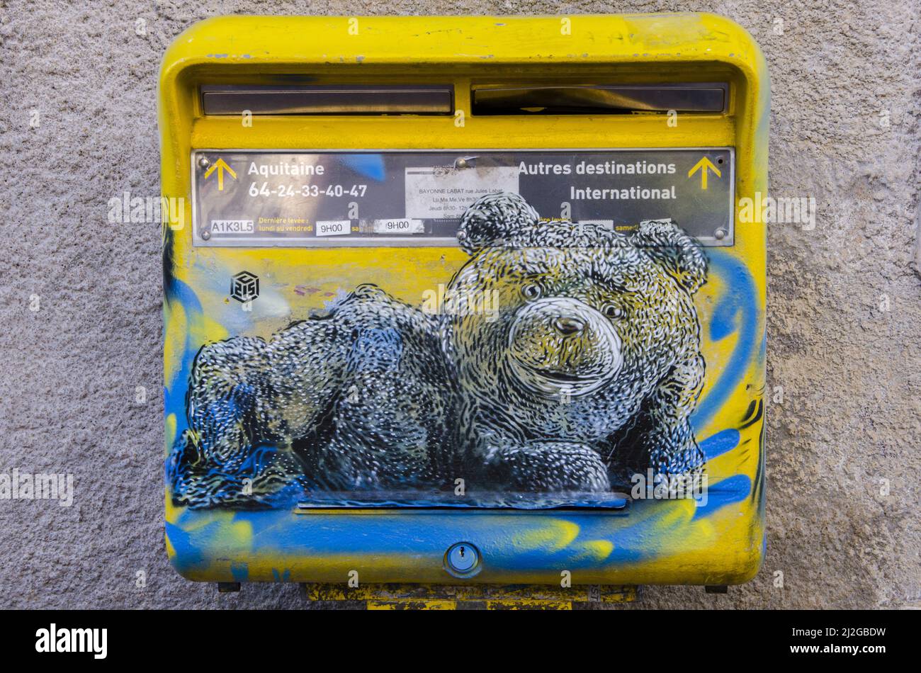 France. Pyrénées Atlantiques (64) pays basque. Bayonne. Festival d'art urbain points de vue. Boîtes aux lettres par C215 Banque D'Images