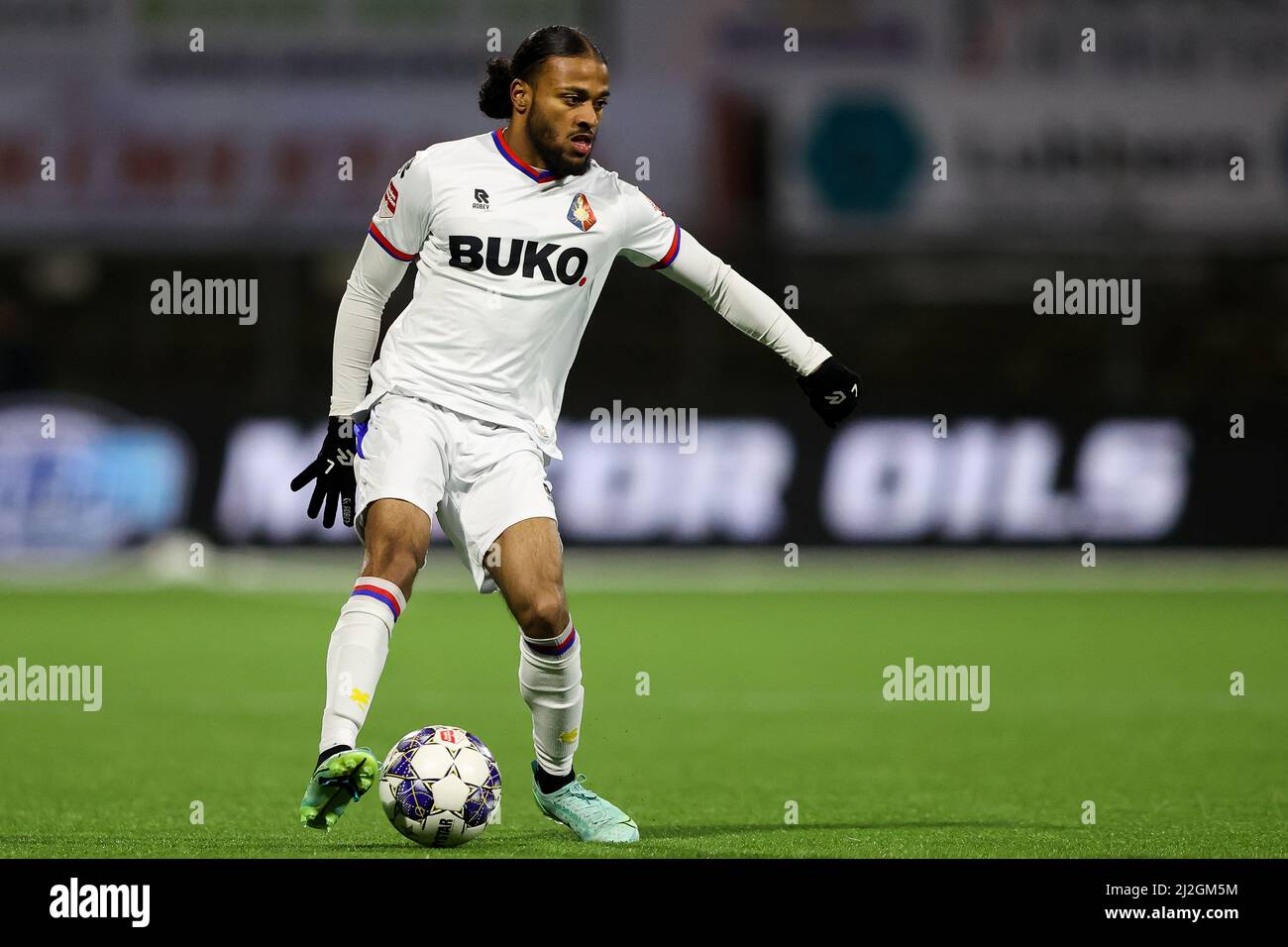 VELSEN-ZUID, PAYS-BAS - AVRIL 1 : Rashaan Fernandes de SC Telstar lors du match néerlandais de Keukenkampidivoenie entre Telstar et le FC Den Bosch au stade Buko, le 1 avril 2022 à Velsen-Zuid, pays-Bas (photo de Hans van der Valk/Orange Pictures) Banque D'Images