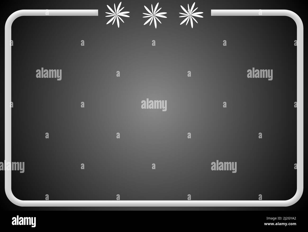 Une illustration de 3D arrière-plan abstrait argenté avec cadre et fleurs blanches abstraites Banque D'Images