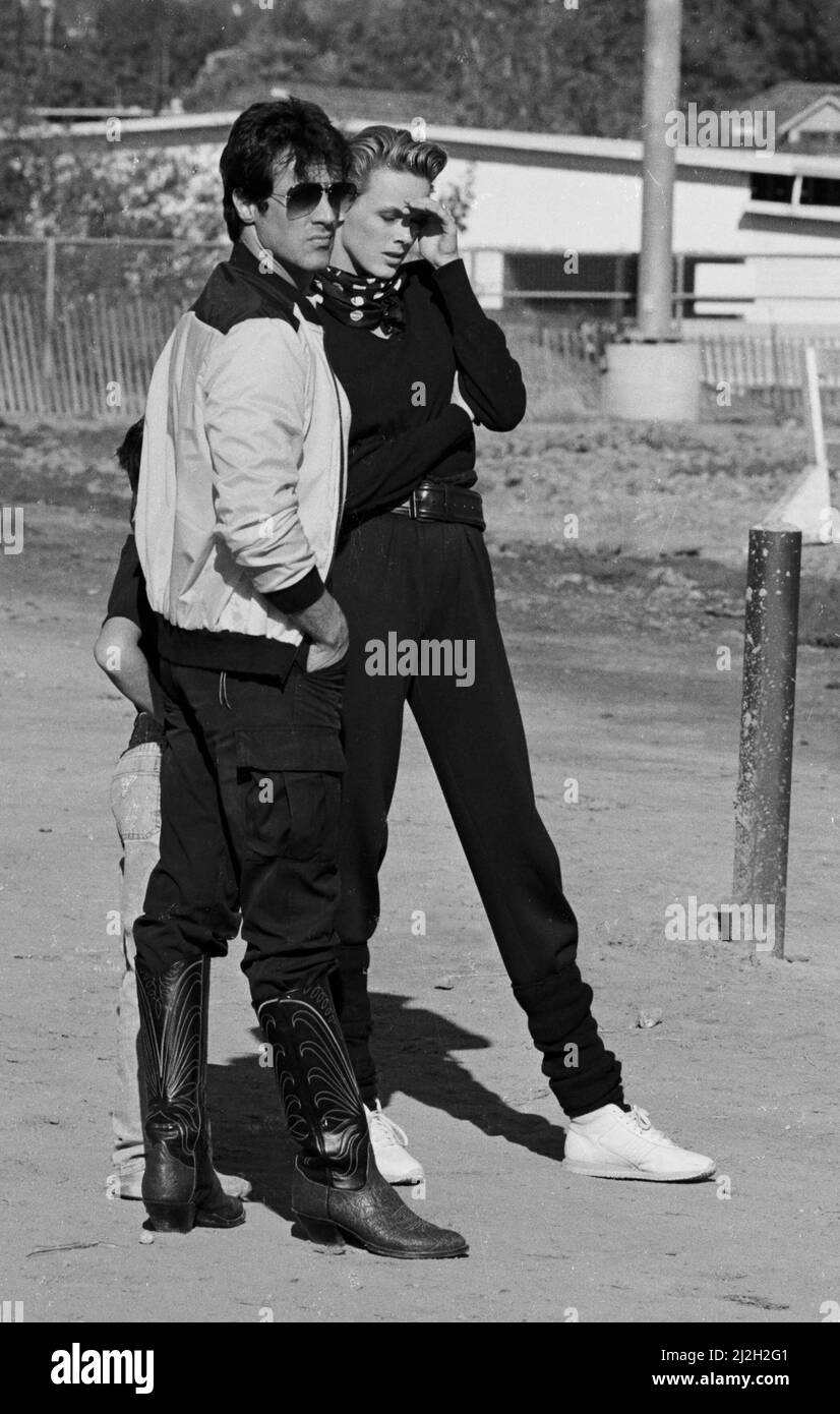 Photos de Sylvester Stallone et Brigitte Nielsen au centre ÉQUESTRE. Début des années 1980 crédit : Ron Wolfson / MediaPunch Banque D'Images