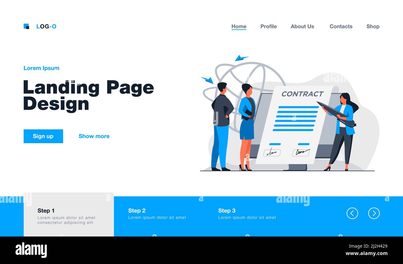 Partenaires commerciaux signant le contrat en ligne. Lignes d'attache apposant des signatures sur le document sur l'illustration vectorielle plate du moniteur. Internet, concept d'accord pour Illustration de Vecteur