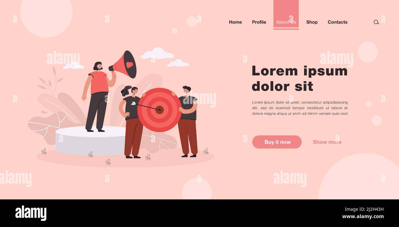 Illustration vectorielle plate de la réalisation des objectifs de l'équipe commerciale. Équipe travaillant sur la stratégie et l'objectif commerciaux et marketing. Soutien, partenariat et équipe Illustration de Vecteur