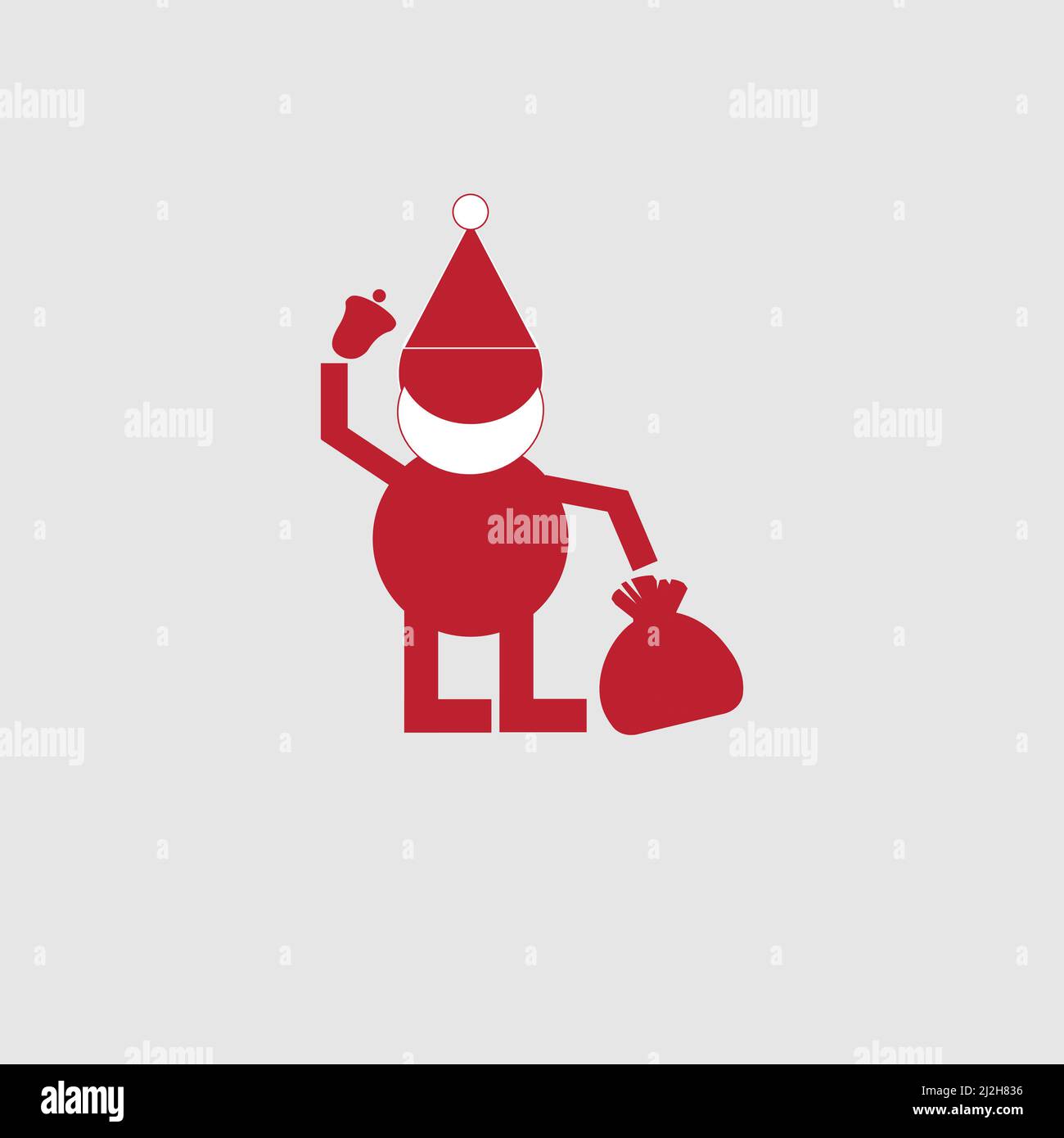 Père noël rouge avec cloche et sac, logo vectoriel Illustration de Vecteur