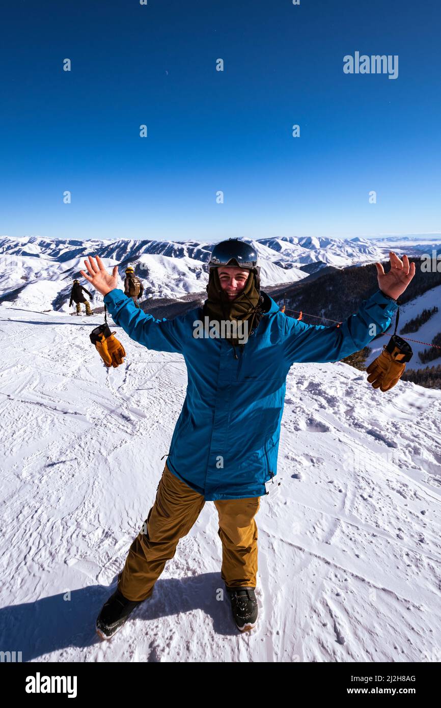 Snowboard à Sun Valley Idaho Banque D'Images