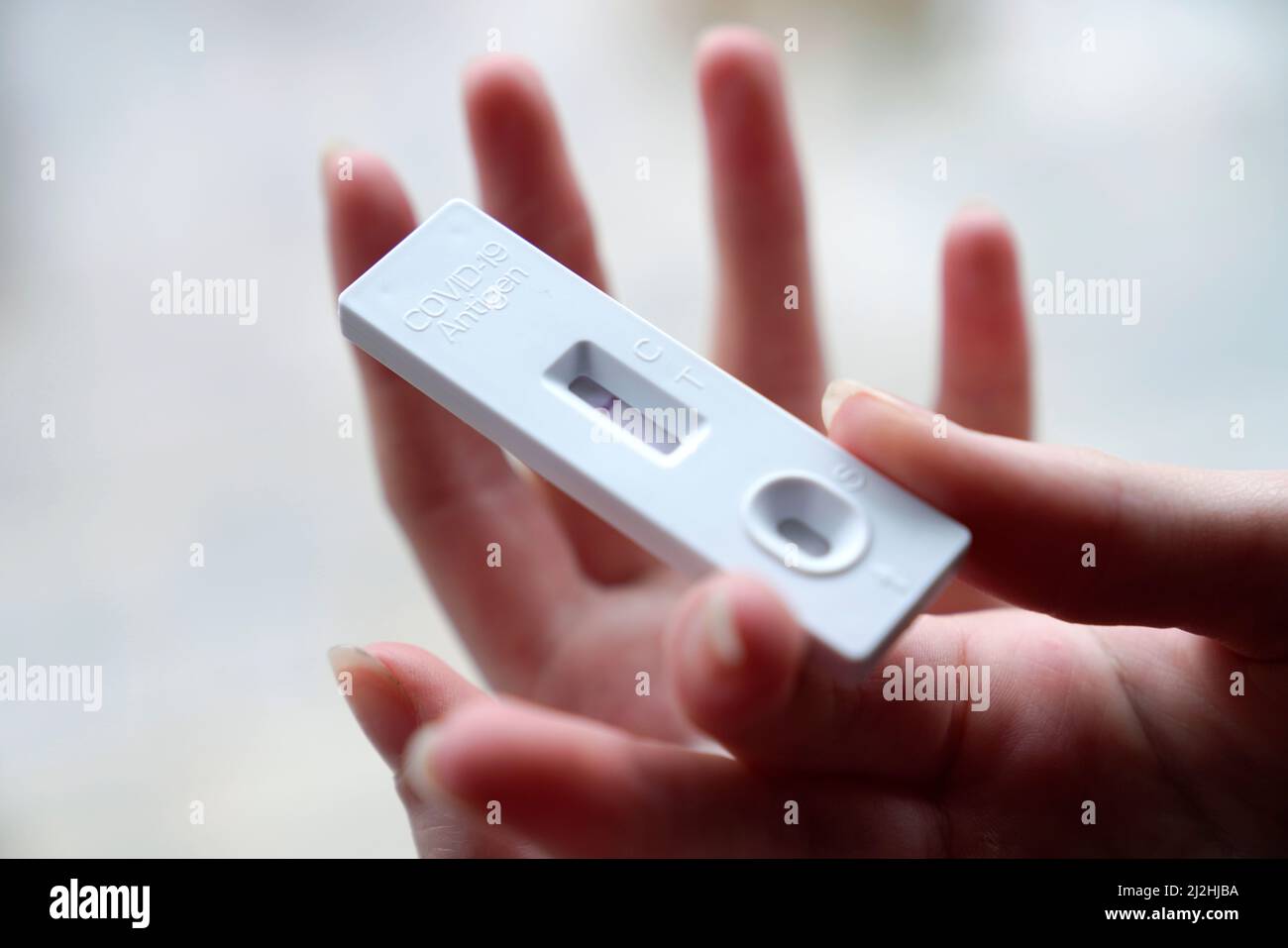 Obligatoire dans les écoles pendant la pandémie, test rapide d'antigène négatif, cassette de test, crise corona, République tchèque Banque D'Images Obligatoire dans les écoles pendant la pandémie, test rapide d'antigène négatif, cassette de test, crise corona, République tchèque Banque D'Images