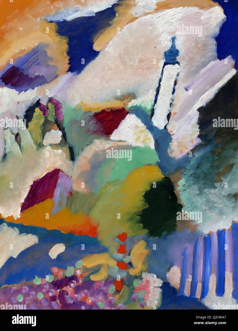 Peinture de Wassily Kandinsky, 1910s. Murnau avec l'église I (1910). Huile sur toile. Banque D'Images