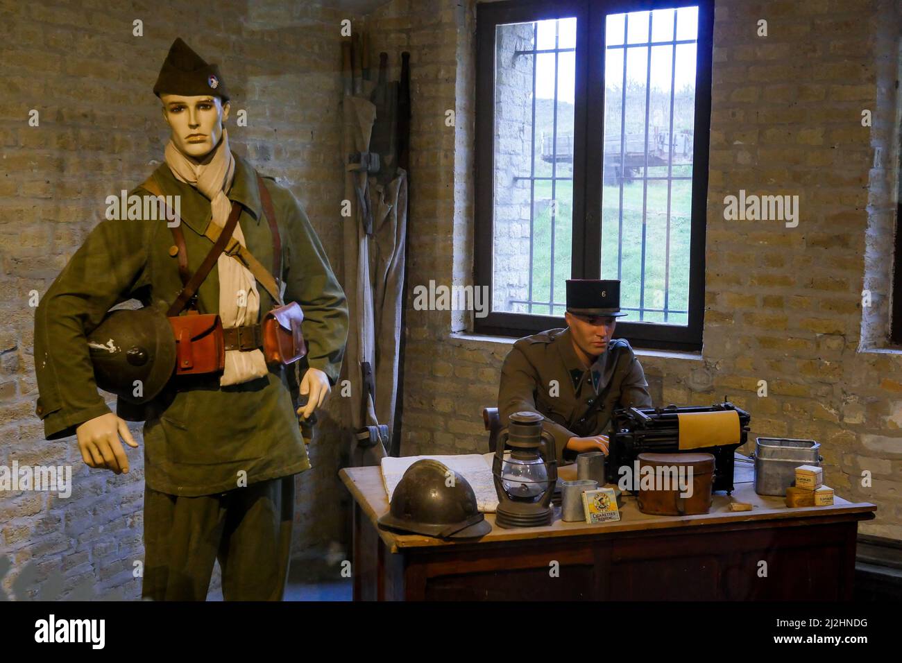 Reconstitution historique, Leffrinckoucke, fort des Dunes, Nord, hauts-de-France, France Banque D'Images