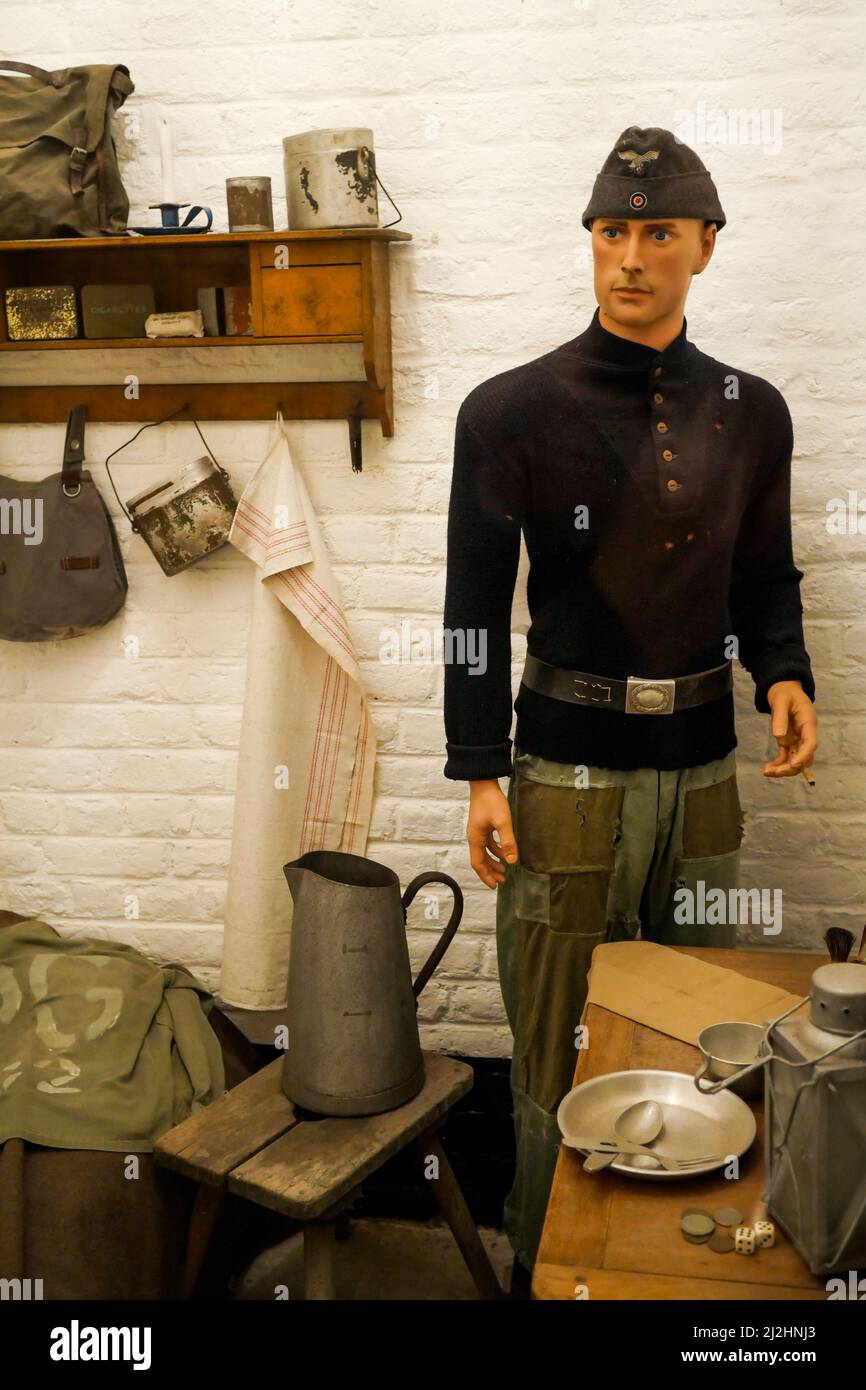 Reconstitution historique, Leffrinckoucke, fort des Dunes, Nord, hauts-de-France, France Banque D'Images