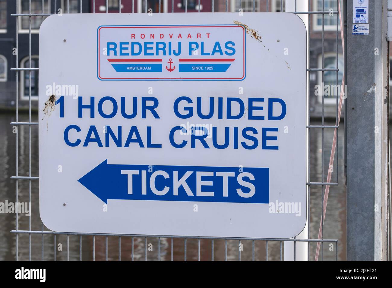Panneau publicitaire Canal Cruise Boat Company Rederij Plas à Amsterdam pays-Bas 14-3-2022Billboard Canal Cruise Boat Company Rederij Plas à Amsterdam T. Banque D'Images