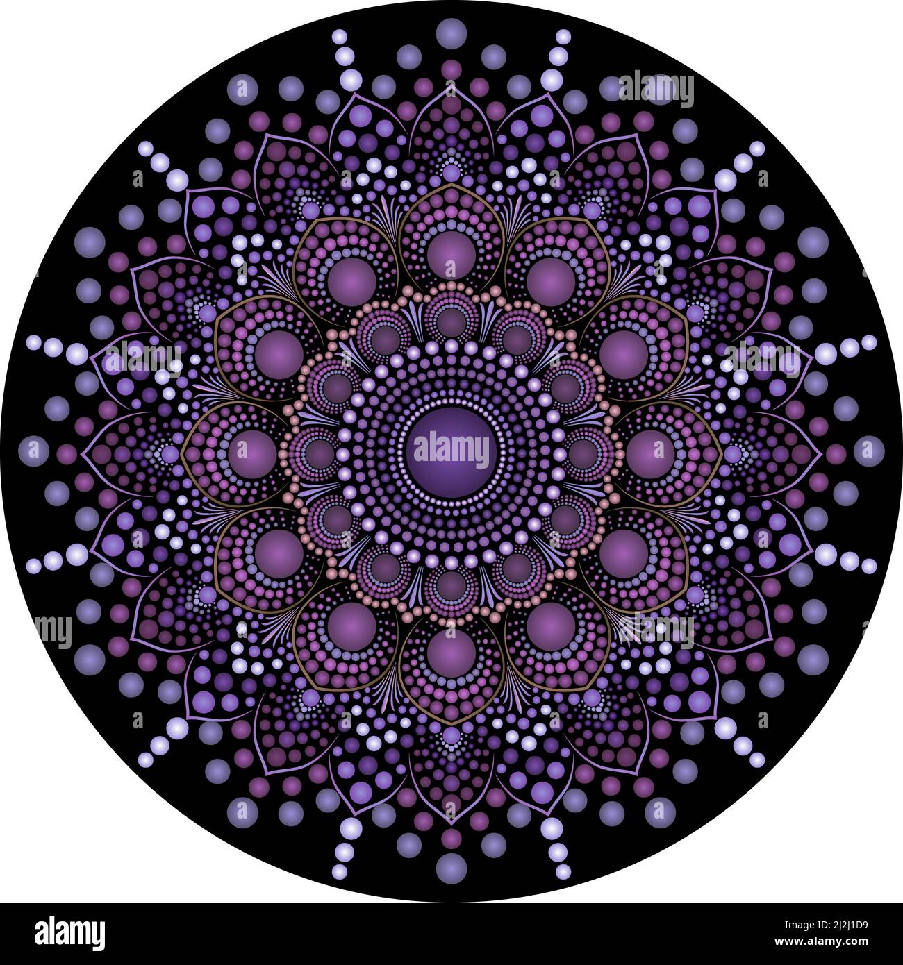 Décoration à pois colorés mandala, élément design. Peut être utilisé pour les cartes, les invitations, les bannières, les affiches, les dessins imprimés. Mandala. Illustration de Vecteur