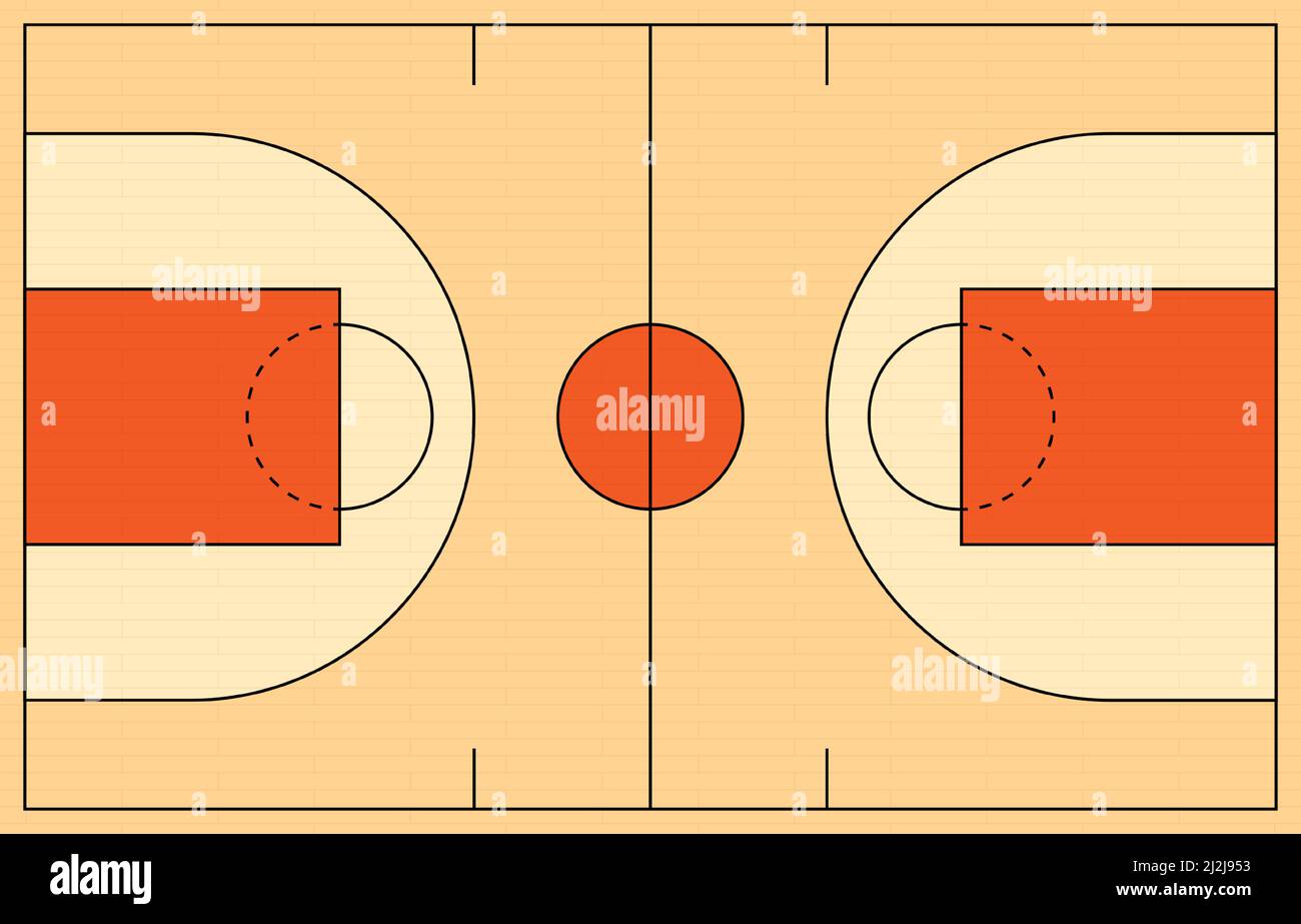 Disposition de la vue du dessus du terrain de basket-ball, illustration vectorielle. Illustration de Vecteur