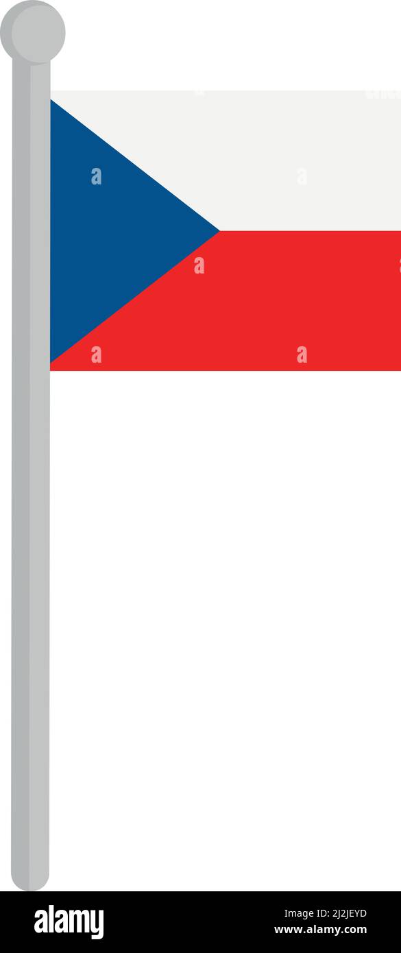 Illustration vectorielle du drapeau de la République tchèque sur un mât Illustration de Vecteur