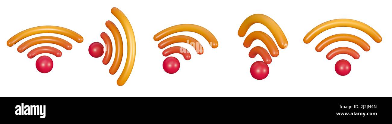 Icône WiFi orange isolée sur fond blanc. 3D concept d'icône Wi-Fi. symbole wi-fi. 3d rendu de l'illustration. Banque D'Images