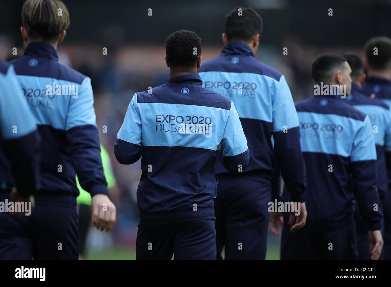 BURNLEY, ROYAUME-UNI. AVRIL 2nd Man City Advertising Expo 2020 Dubai avant le match de la Premier League entre Burnley et Manchester City à Turf Moor, Burnley, le samedi 2nd avril 2022. (Credit: Pat Scaasi | MI News) Credit: MI News & Sport /Alay Live News Banque D'Images