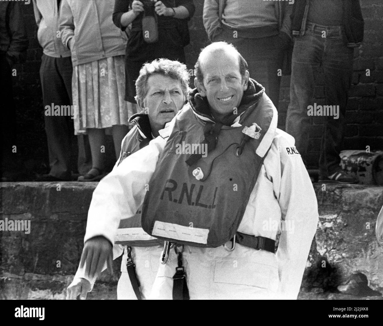 Prince Edward de Kent - le duc et la duchesse de Kent North East Royal visite le duc de Kent à bord pour son voyage dans les îles Farne, Northumberland, 7 septembre 1988 Banque D'Images