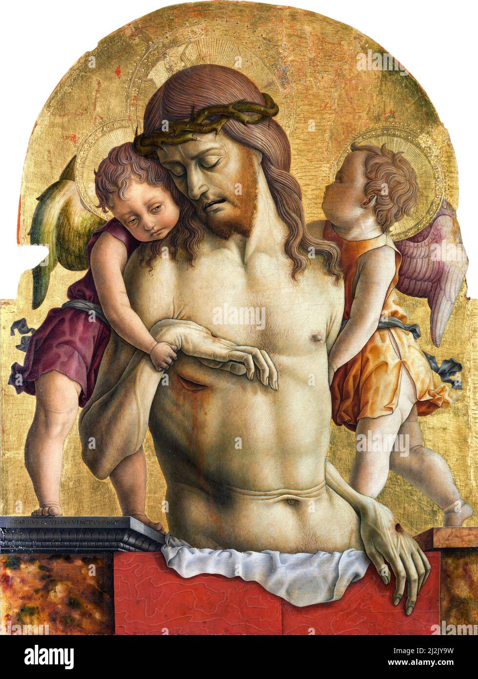 Le Christ mort soutenu par deux Anges de Carlo Crivelli (c.1430-1435 - c.1495), tempera sur le peuplier, c. 1470-75 Banque D'Images
