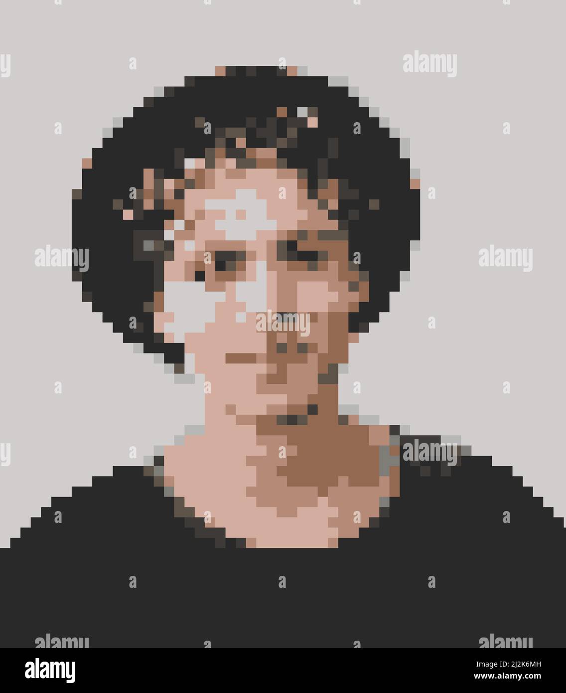 Pixel Art de jeune homme méconnaissable portrait. Photo de haute qualité Banque D'Images