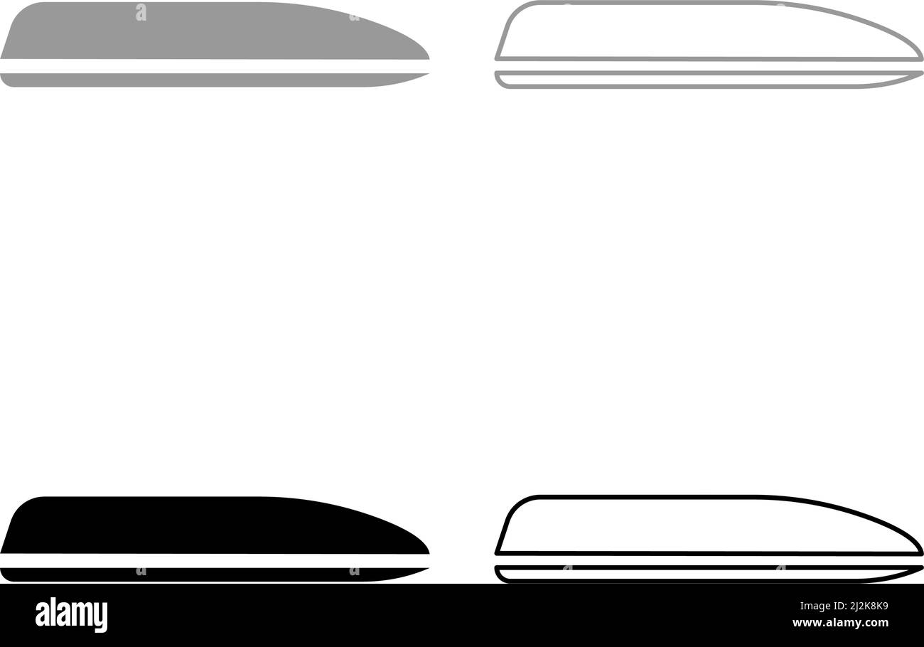 Couvercle de coffre de toit de caisse de voiture pour le transport auto set icône gris noir couleur vecteur illustration image simple remplissage Uni contour ligne mince Illustration de Vecteur