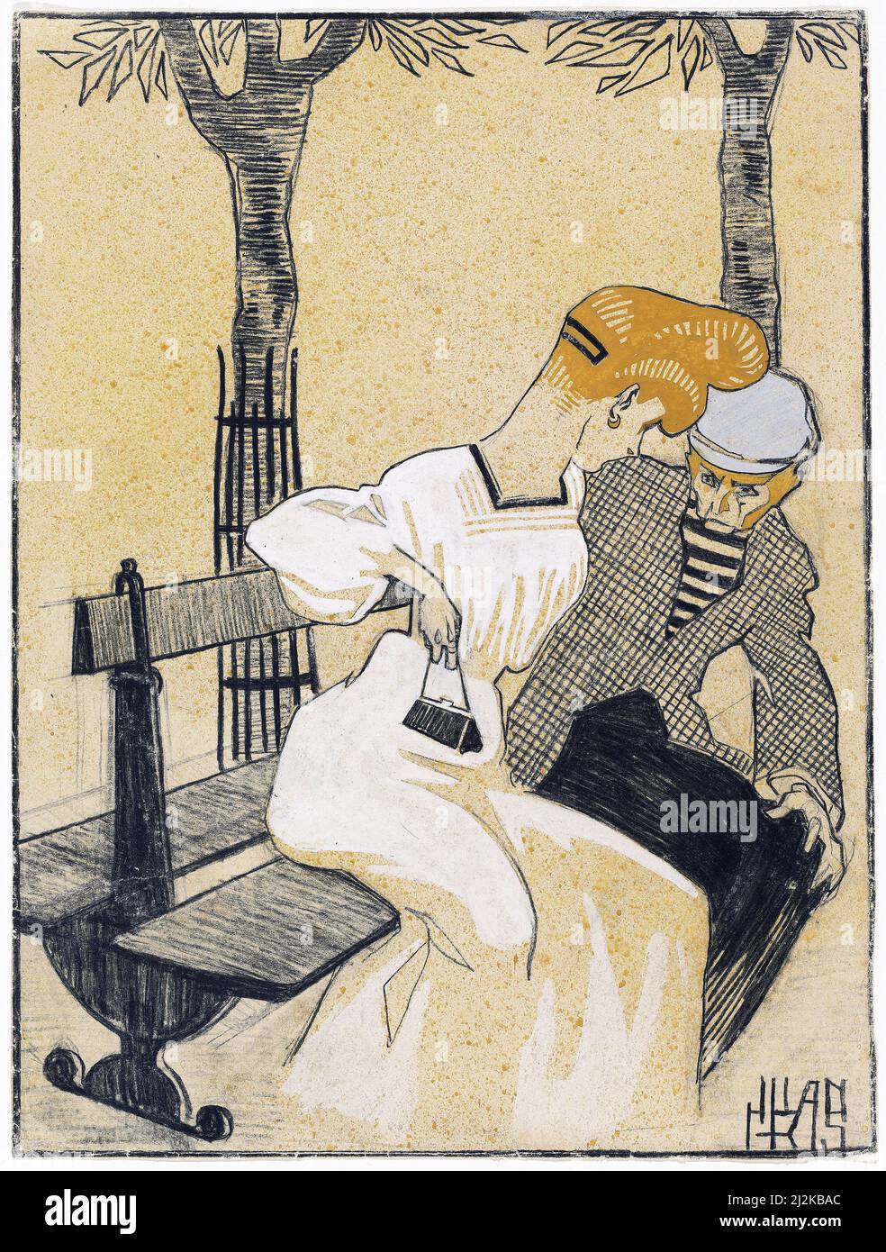 Art de Juan gris - Homme et Femme à la table (1908-1909). Banque D'Images