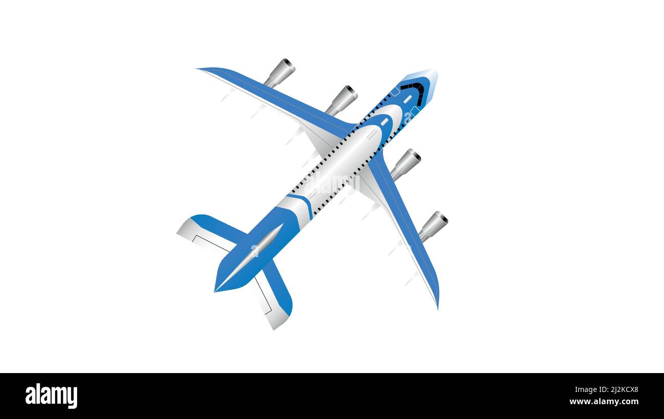 Avion sur fond blanc. Vue de dessus de la doublure d'air, mise à plat. Vecteur. Avion passager, avion volant Illustration de Vecteur