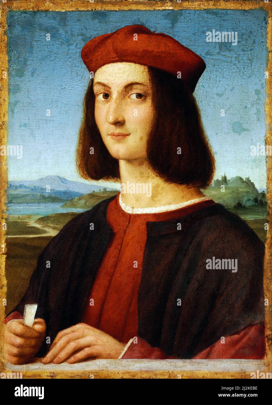 Art antique de l'artiste italien Raphaël - Portrait de Pietro Bembo. Art de la haute Renaissance par Raffaello Sanzio da Urbino 1483 - 1520. Banque D'Images