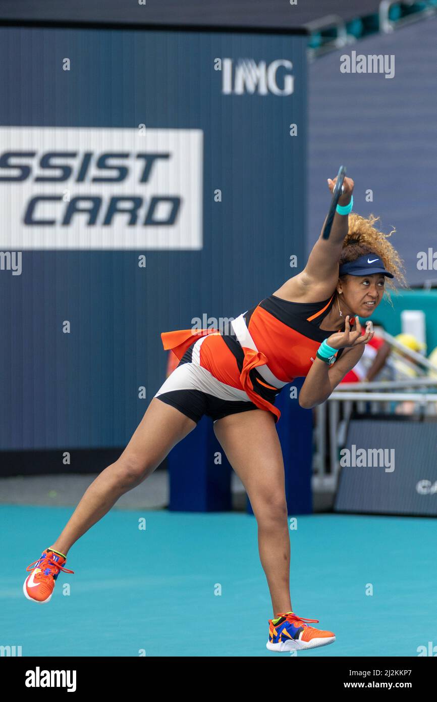 Miami Gardens, États-Unis. 02nd avril 2022. Naomi Osaka (JPN) contre IGA  Swiatek (POL) lors du tournoi mondial de tennis à l'Open de Miami 2022 sous  Itau. Finale des femmes 2022. Note :