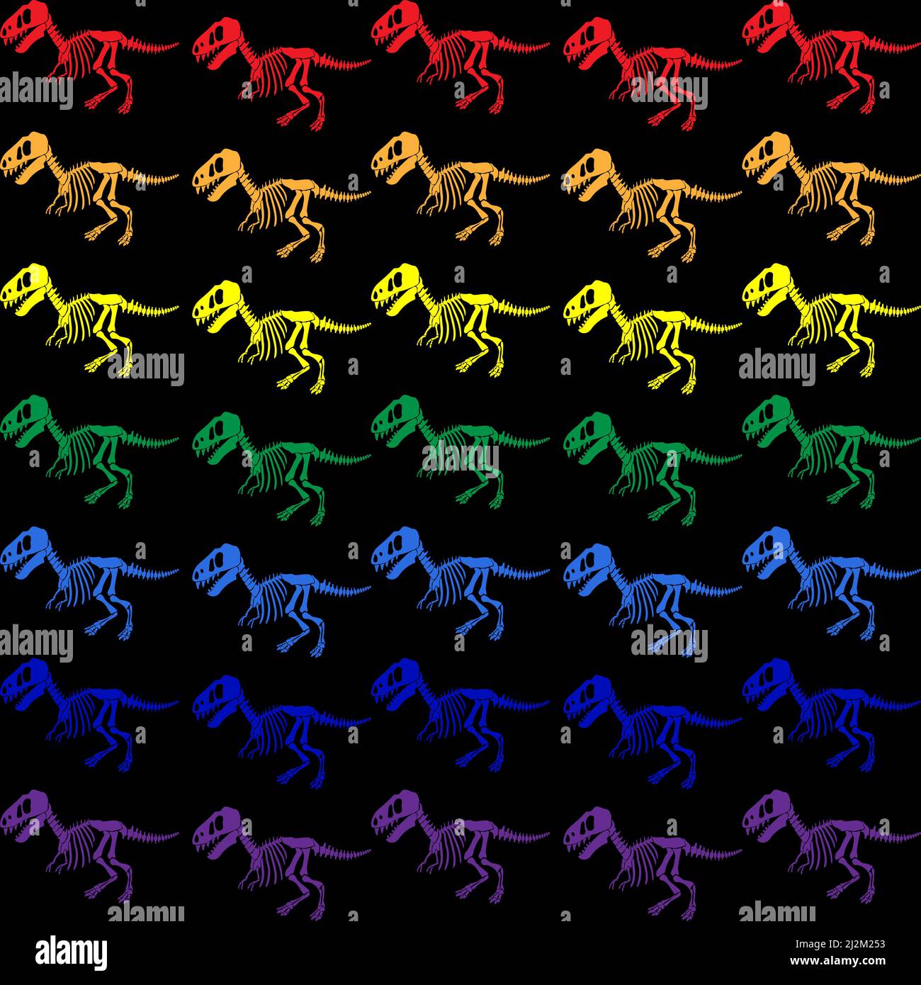 Motif vectoriel sans couture avec squelette de dinosaure. Illustration de Vecteur